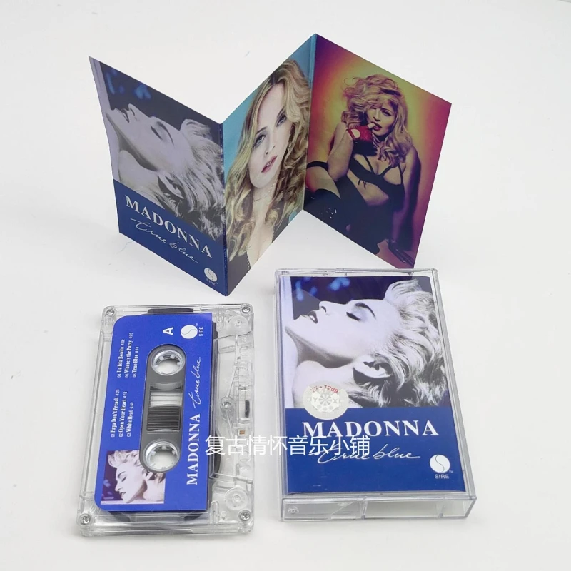 Klasyczna kasetka muzyczna Madonna Ciccone, album True Blue, kasety, cosplay, Walkman, magnetofon, dźwięk samochodowy, pudełko, muzyka na imprezę, kolekcja muzyki. — zdjęcie 5