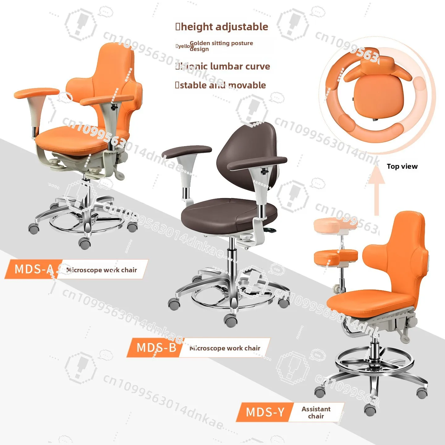 Dental Saddle Chair, Ergonomic Doctor Stool, Assistant Chair and Microscope Work Seat, Height Adjustable, for Dental Clinic and
