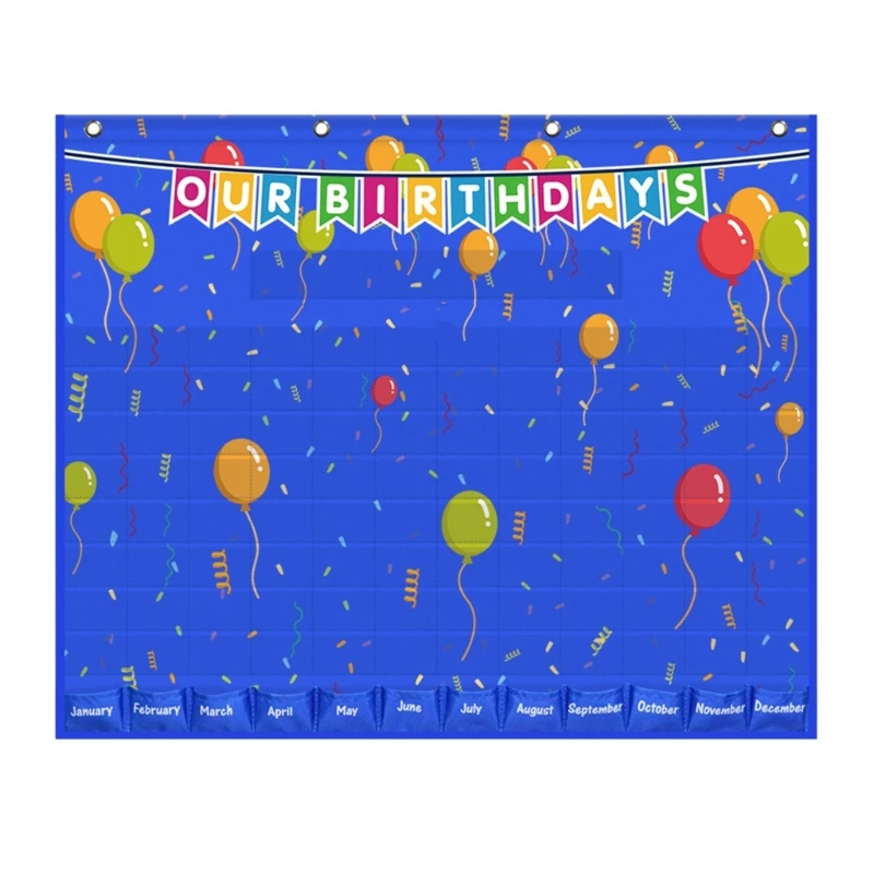 

Happy Birthday Pocket Chart with 90 Cards 31x25inch Birthday Graph for Preschool Kindergarten Classroom