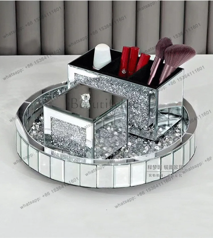 Mirror tray light luxury high-end candy tray beauty salon coffee table household living room storage box 1120