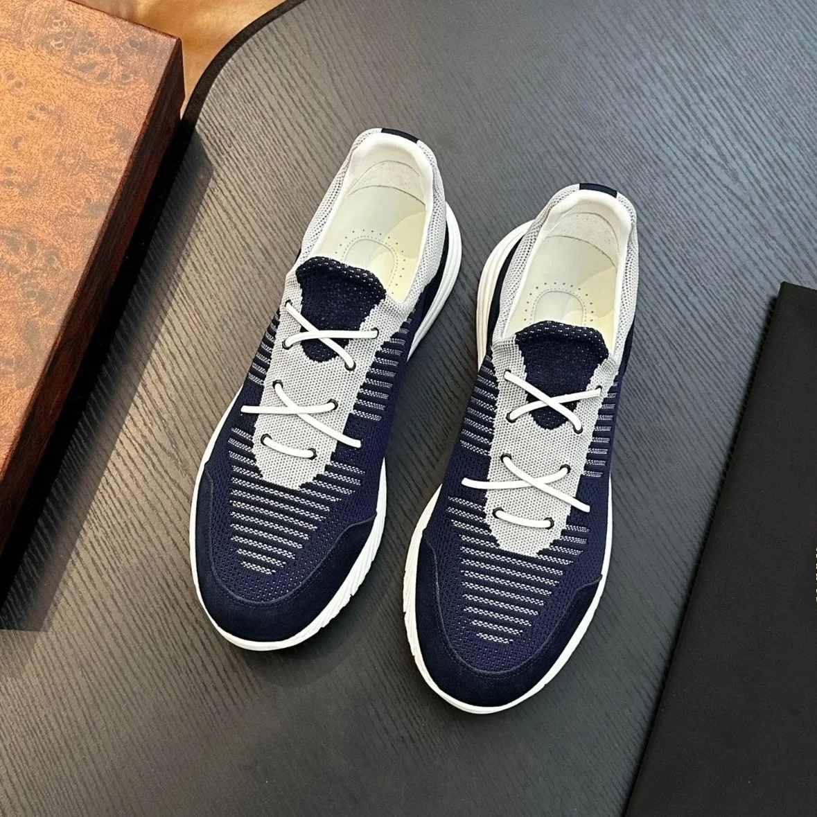 أحذية رياضية صيفية محبوكة مريحة ومسامية للرجال، أحذية كاجوال عصرية، أحذية قيادة، أحذية ركاب