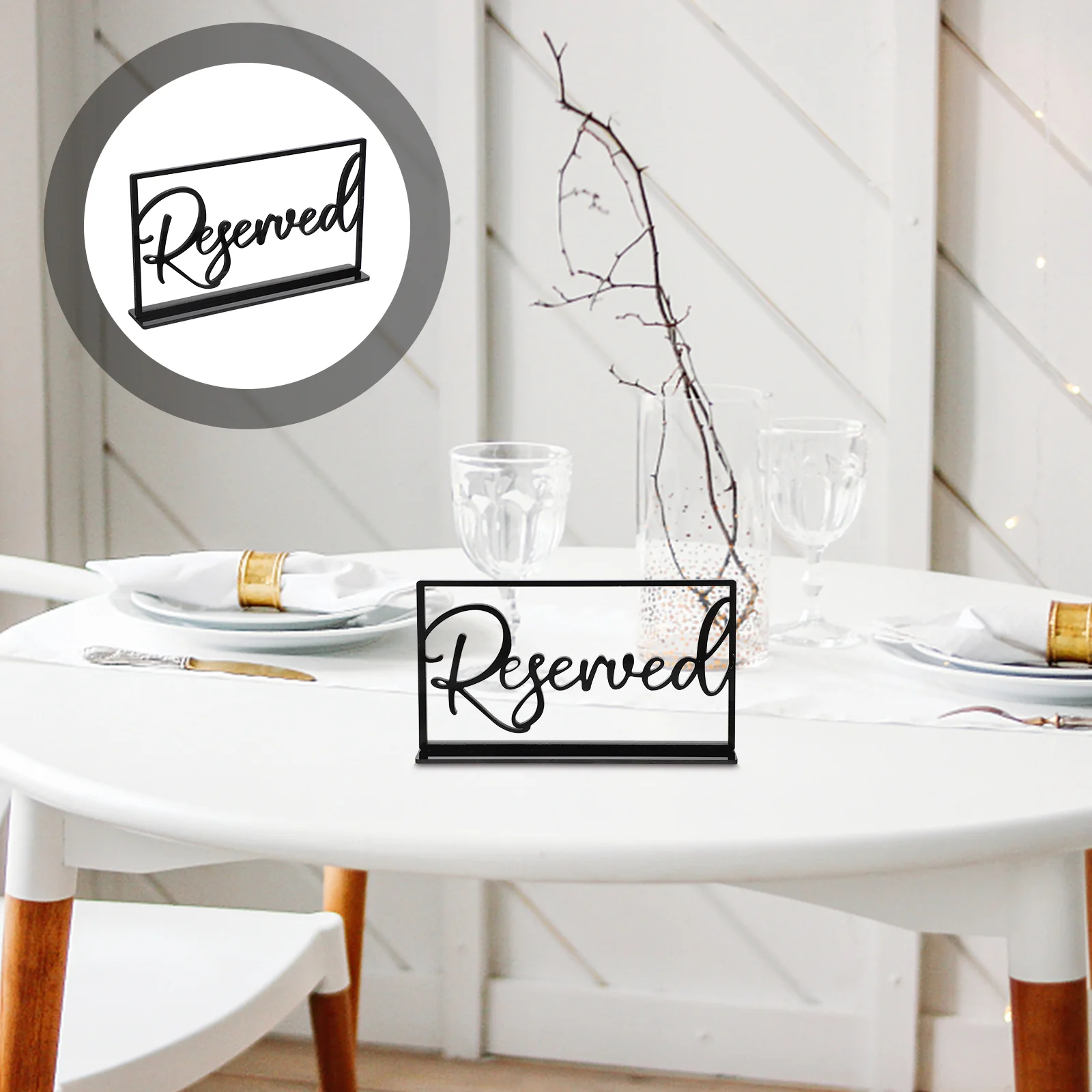 

2 Pcs Reserved Table Dinner Card Party Adorn Dining Room Acrylic Seats Signs Chair for Wedding