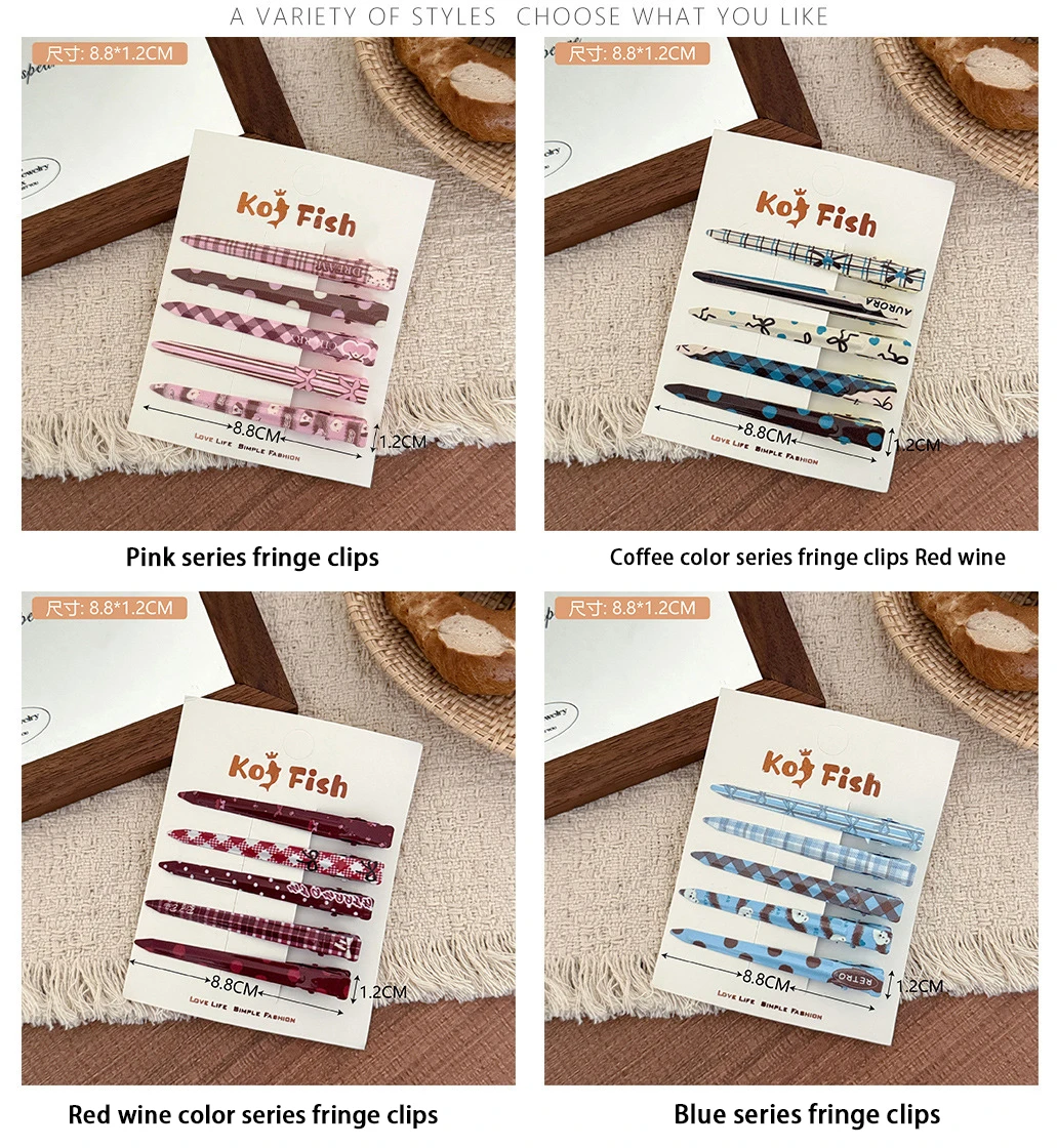 Süßes bedrucktes Haarspangen-Set, vielseitige Metall-Seitenpony-Clips für Mädchen, Haaraccessoires – Detail 11