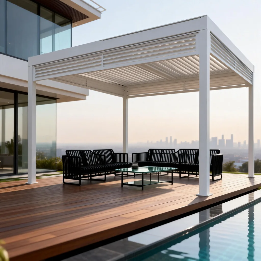 3X3 3X4 Louvered Adjustable Roof Pergola Outdoor Sun Shade Eco-Friendly Waterproof Powder Coated Aluminium Lawn Patio Deck view 2
