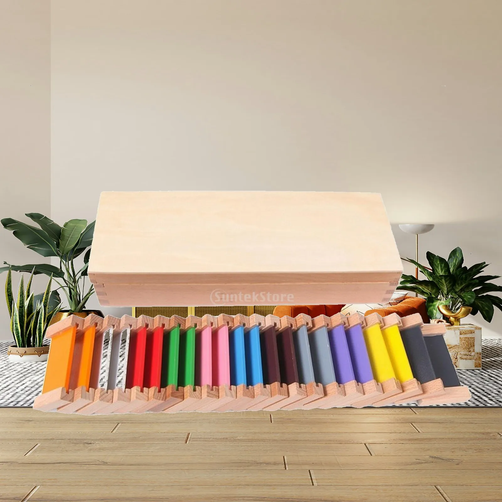 Color Matching Board with Tray Developmental Color Board Wooden Sensory Teaching Material for Preschoolers, Young Children,