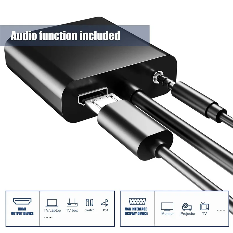 HD 1080p HDMI-kompatibel mit VGA-Kabel mit Audio-Netzteil HDTV-VGA-Konverter Adapter kabel für PC-Laptop-Monitor Projektor