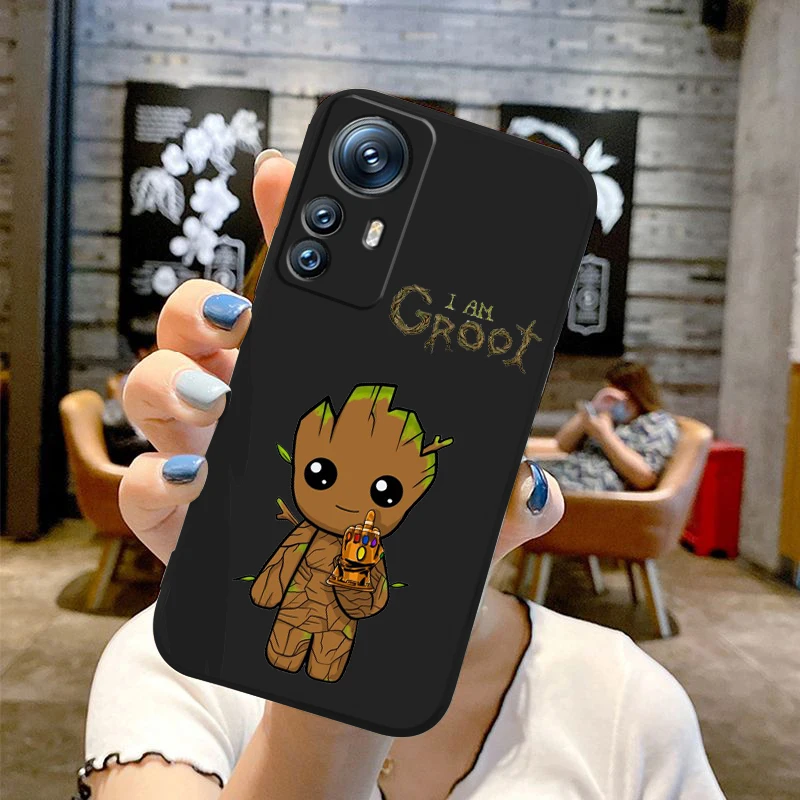 Marvel Groot Cartoon Liquid Left Rope For Xiaomi Mi 14 13T 13 12T 12 11T 11i 11 A3 10T 10 9 Pro Lite Ultra 5G Cover Phone Case