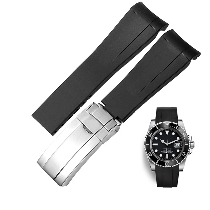 

for Rolex DAYTONA SUBMARINER Yacht-Master GMT Explorer Silicone 20mm Rubber Watch Accessorie Watch Bracelet Strap Chain