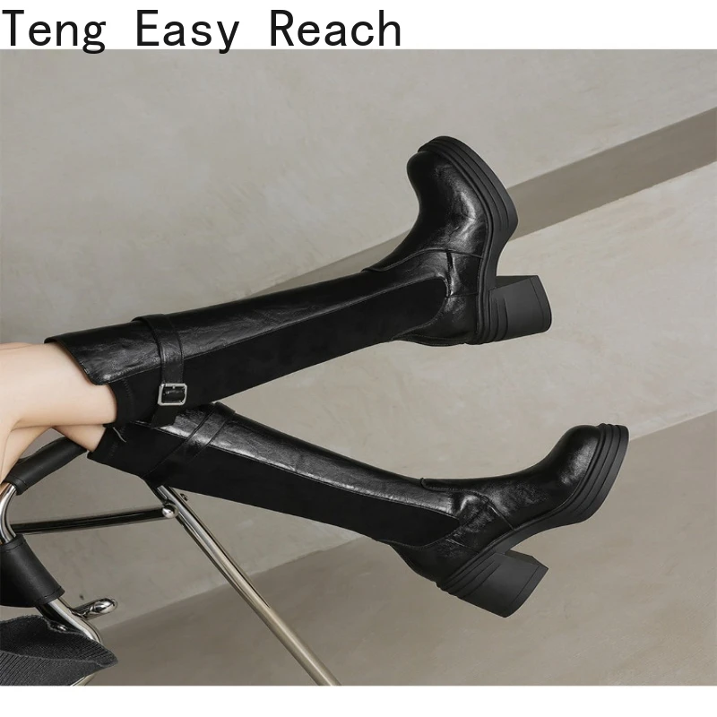 Long Boots Women 2025 New Women's High Heel Boots 6.5cm Heel High Platform Fashion Skinny Rider Boots Women