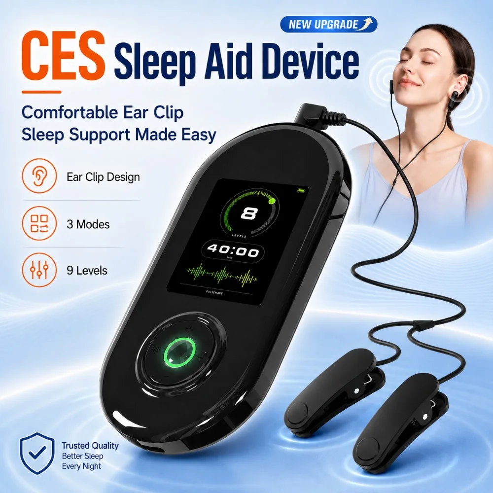 Intelligent Handheld CES Microcurrent Sleep Aid Device Ear Clip Pulse Stimulation USB Rechargeable Relaxation Helper for Adults