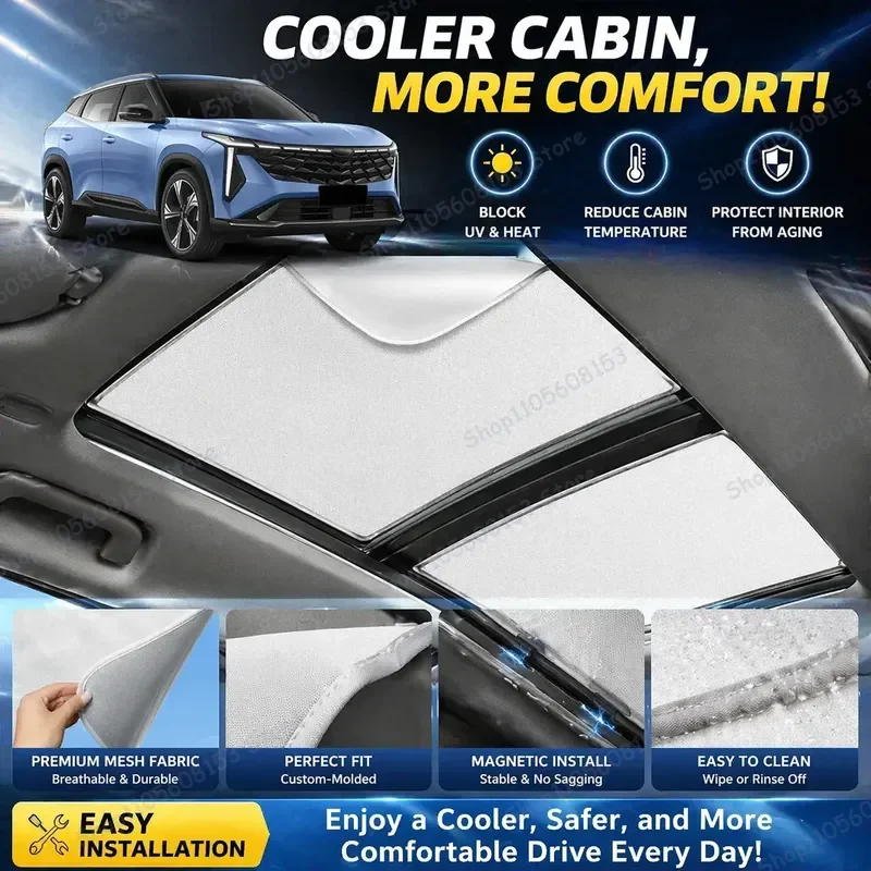 For GEELY CITYRAY 2023 2024 2025 Suede Fabric Sunshade for Sunroof Anti UV Heat Insulation Skylight Electrostatic Adsorption