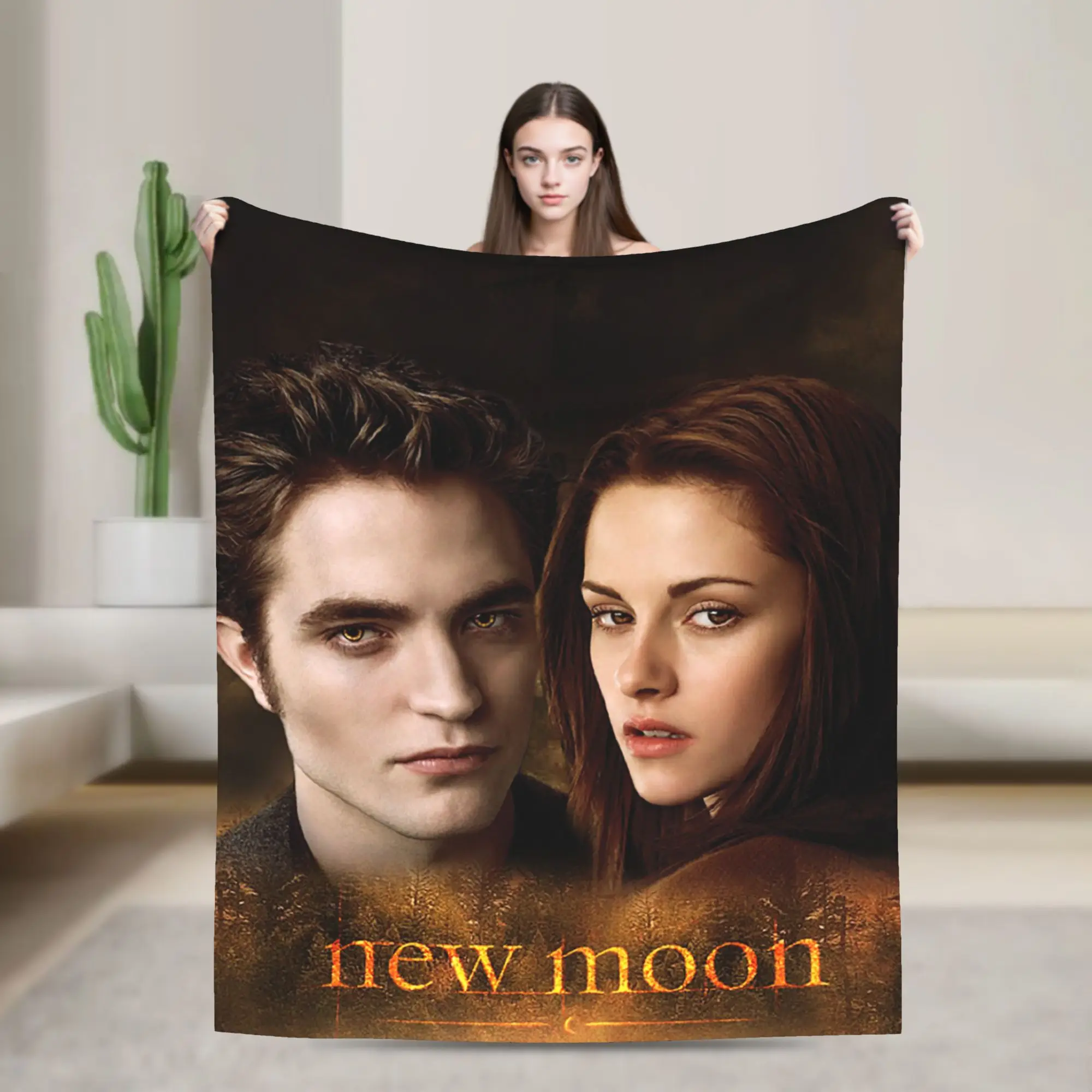 

The Twilight Saga New Moon Flannel Blanket Edward Bella Funny Throw Blankets for Home Hotel Sofa 150*125cm Rug Piece