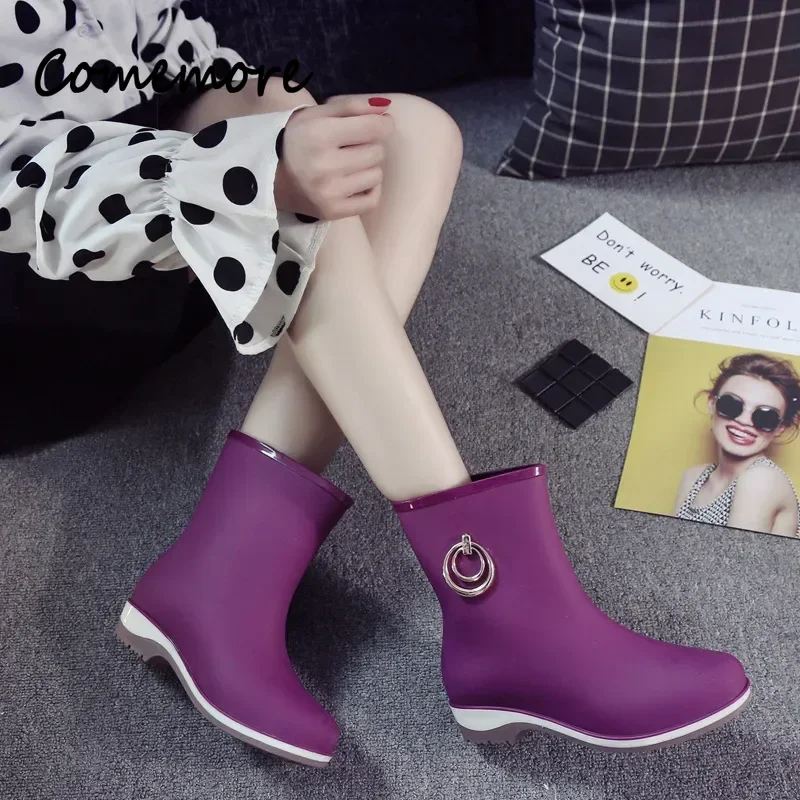 New Fashion Rainy Day Casual Non-Slip Waterproof Short Women's Rubber Boots Rain Boots Spring And Autumn Women's Shoes