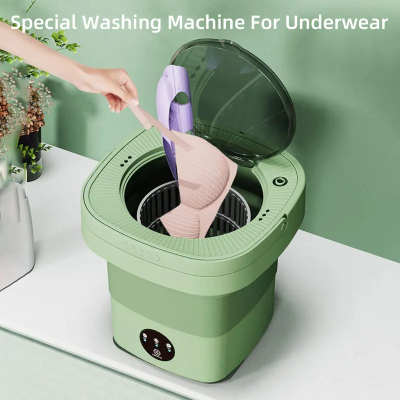 Mini Automatic Folding Washing Machine,Portable Home Underwear Elution Washer,7L Capacity,3 Speed Strong Power Cleaning,Health