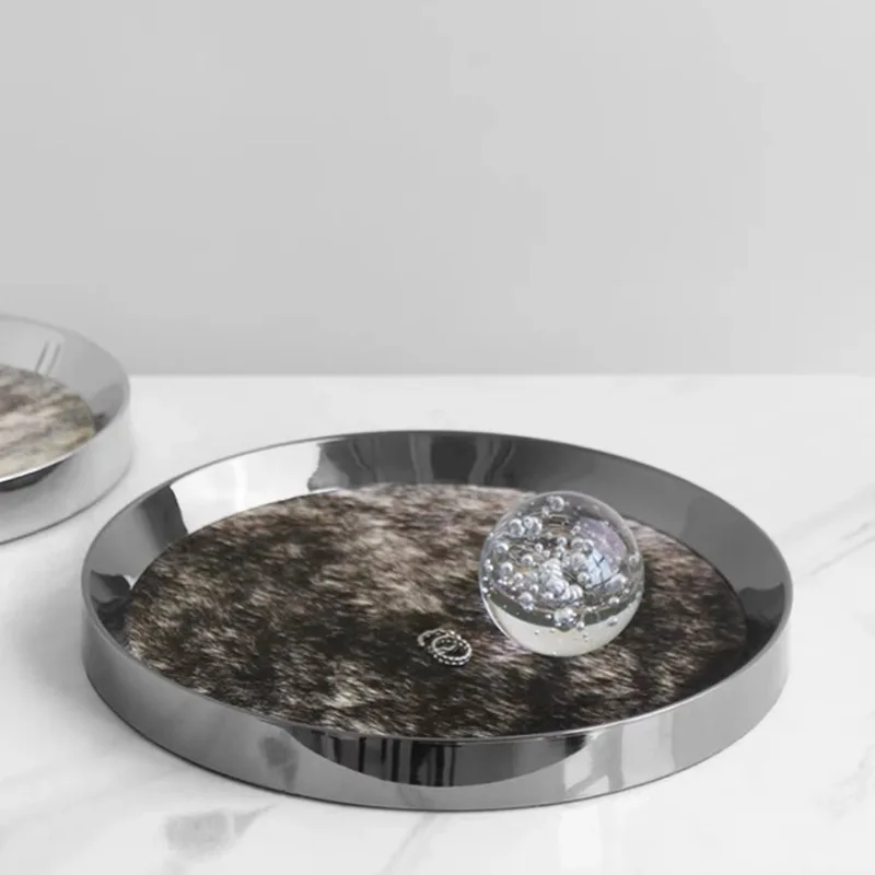 صينية مستديرة، صينية تخزين شعر الخيل، زخرفة صينية من الفولاذ المقاوم للصدأ