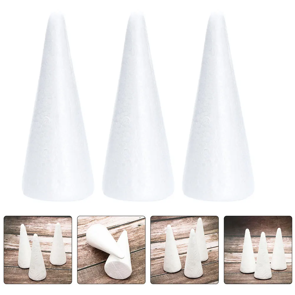 

6pcs Foam Cones White Cone Shape Premium Polystyrene Craft Material For Diy Projects Christmas Tree Decor Centerpiece