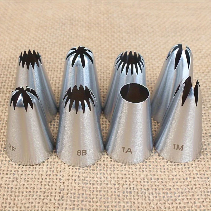 8pcs Common Medium Piping Tips Set for Flower Decorating, Cake Icing Baking Tools, Cookie Pastry Food Grade
