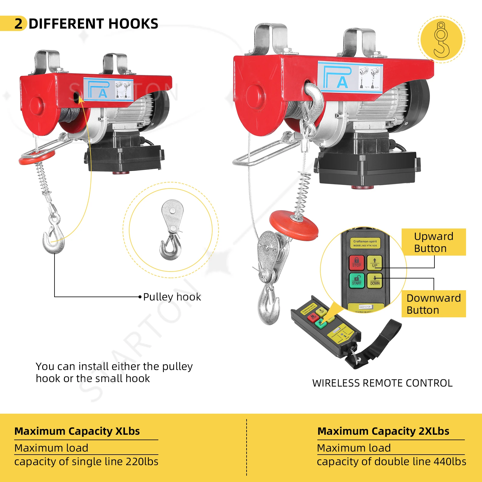 

Auto Lifting Hoist With 12m Rope Wireless Remote Control 110V For Garage Ceiling Factory Warehouse