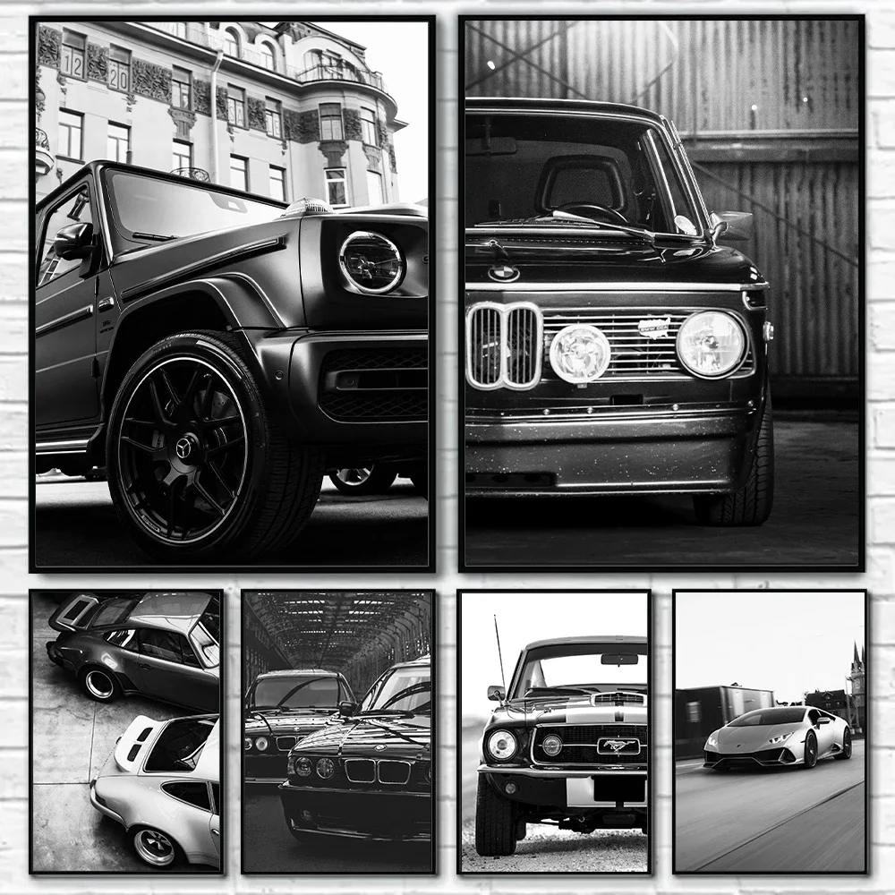 Modern Fashion Wall Art Simple Black and White Luxury Car HD Canvas Poster Prints Home Bedroom Living Room Decoration Mural