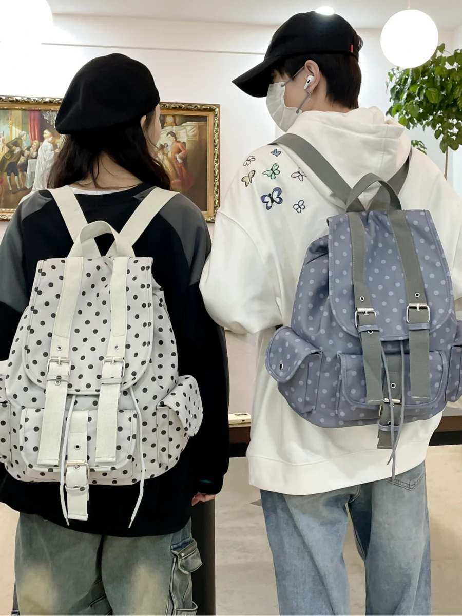 Newjeans Retro giapponese a pois ket Bapa Borsa casual di grande capacità Borsa per il tempo libero in cotone dal design alla moda per giovani