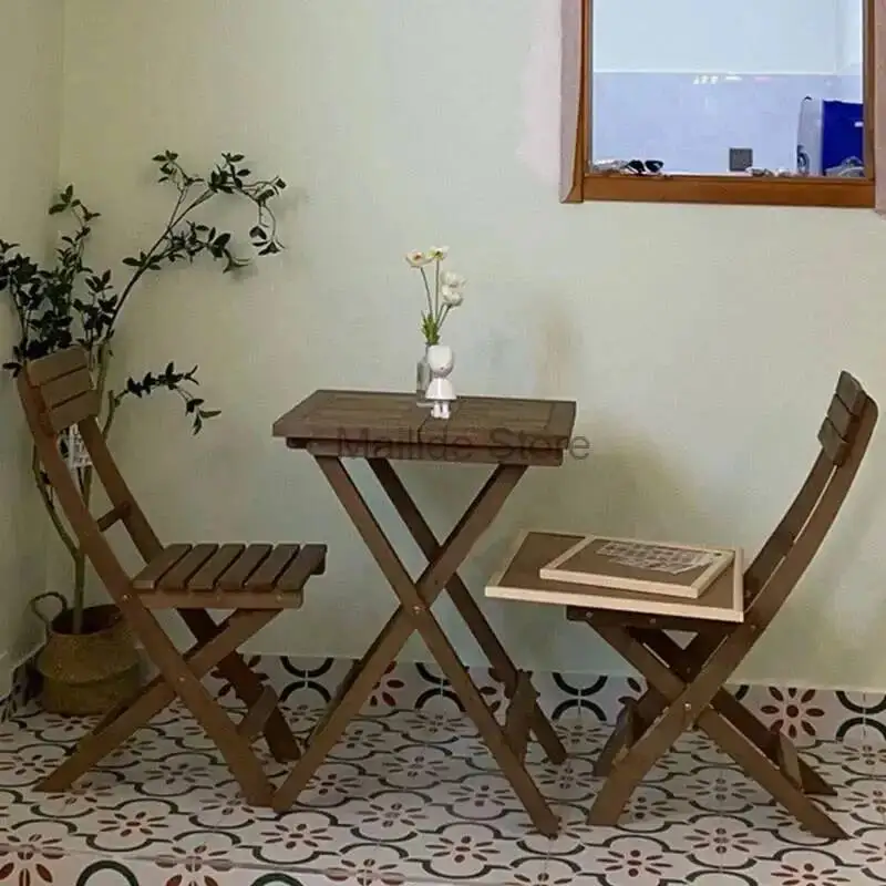 Garden Sets Nordic Furniture Solid Patio Wood Furniture Folding Portable Outdoor Garden and Terrace Set Outdoor Table Chair Set