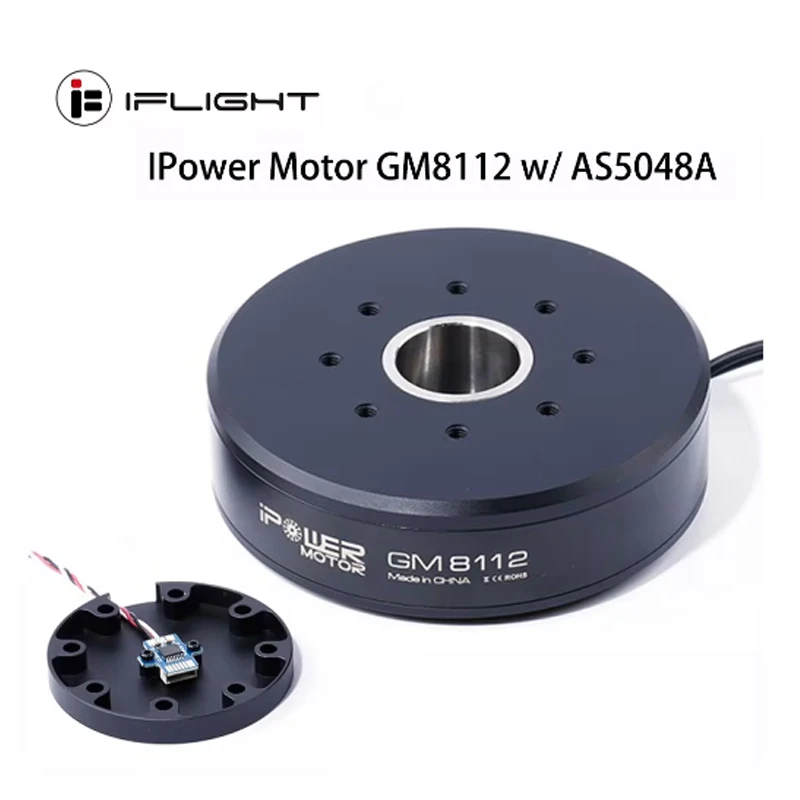 

IFlight IPower Motor GM8112 90T Brushless Gimbal Motor 22mm Hollow Shaft With AS5048A Coder Compatible for 5-6kg Camera