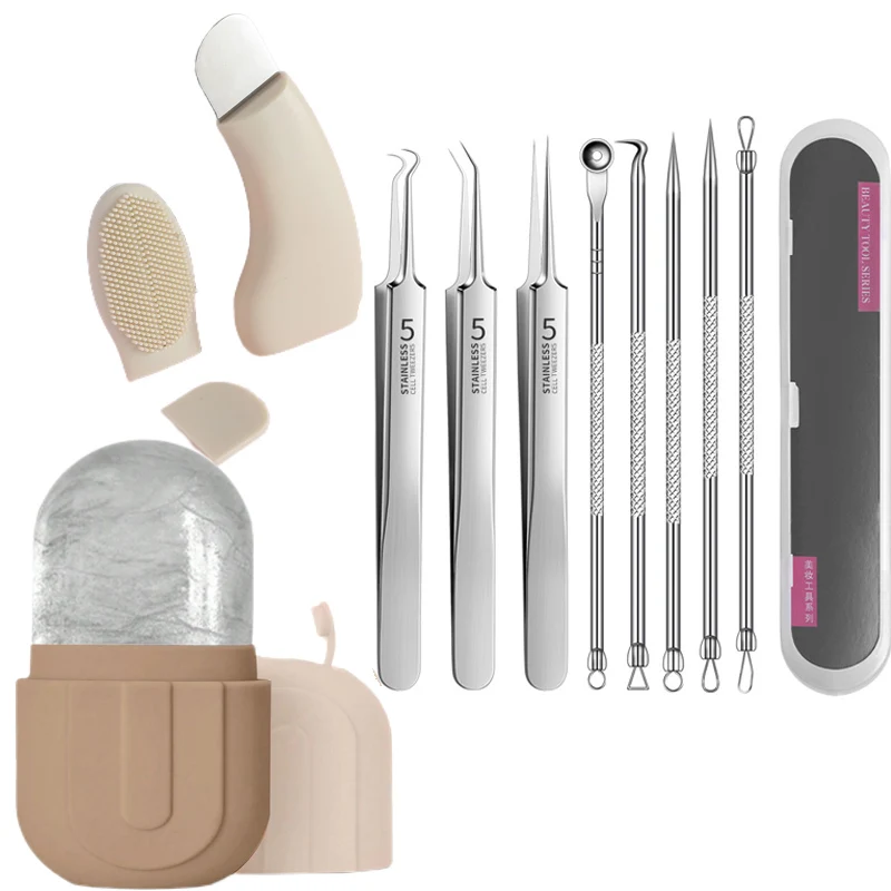 Ensemble de beauté pour soins du visage, rouleau à glace pour les yeux, clip cellulaire, pelle à points noirs, ensemble combiné, nettoyage du visage, outils de soins de la peau