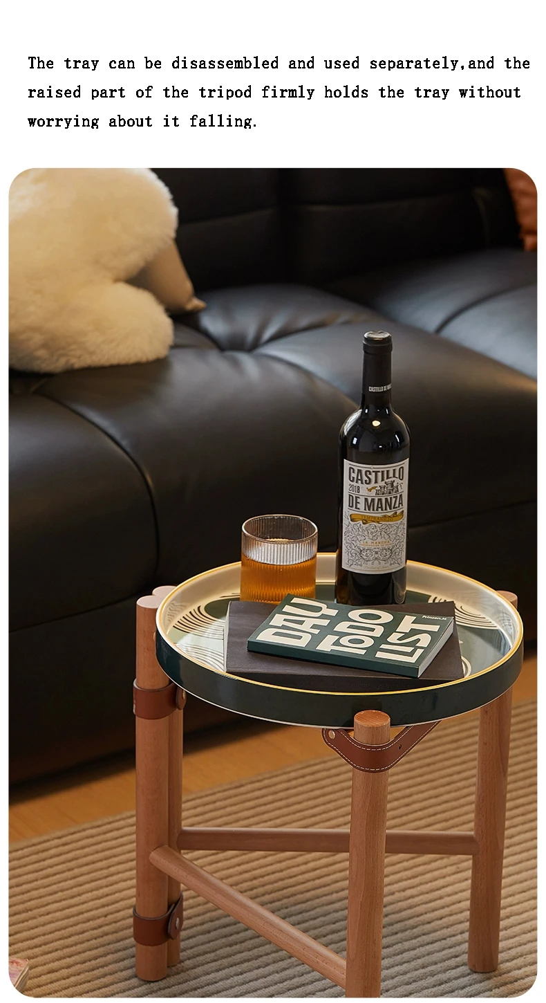 Vintage Couchtisch, Wohnzimmer-Sofa-Beistelltisch, Keramiktablett, Teetisch aus massivem Holz, kreativer Aufbewahrungsschreibtisch, nordische Möbel – Detail 11