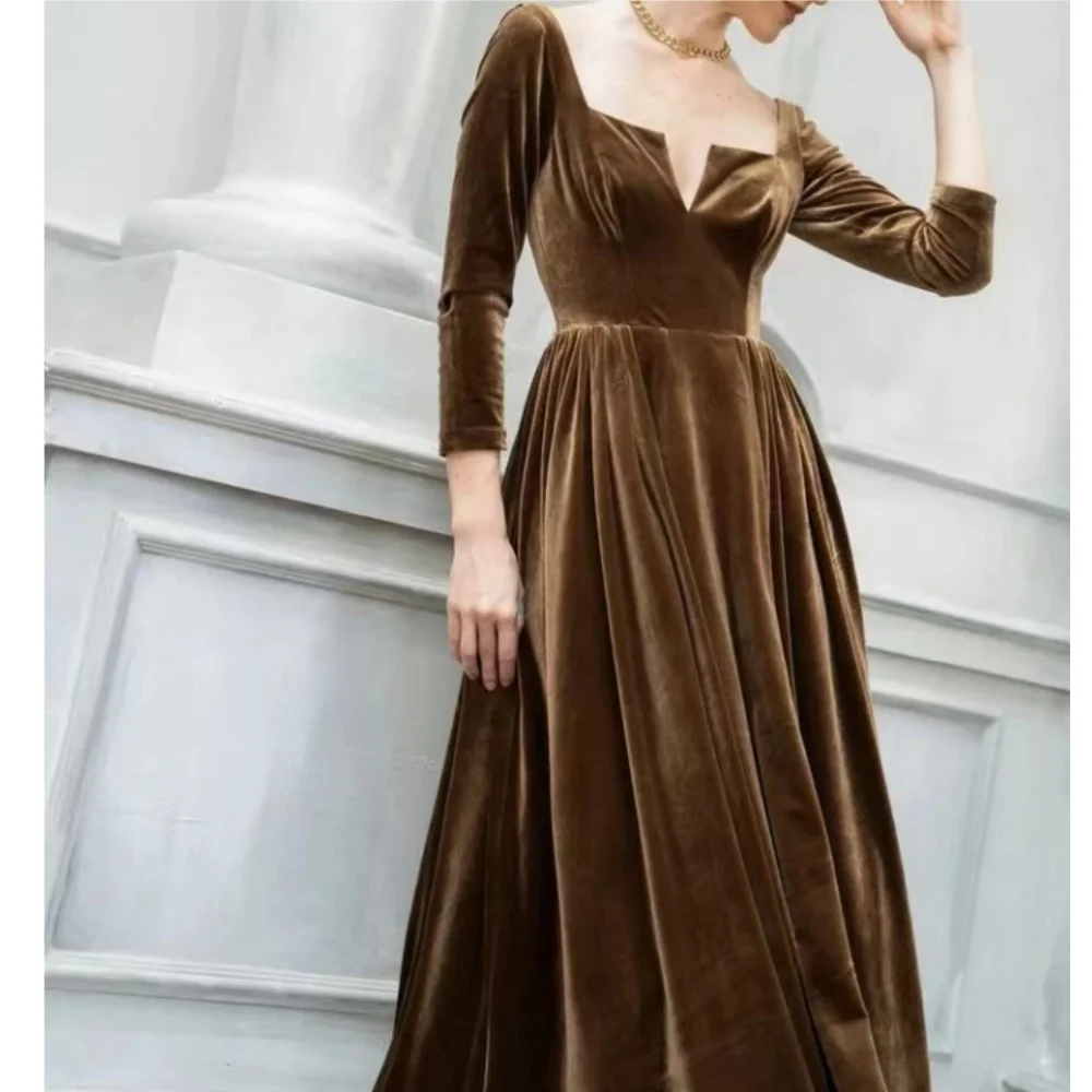 Muloong V-Neck Ankle-Length Women Elegant And Pretty Luxury Prom Dress