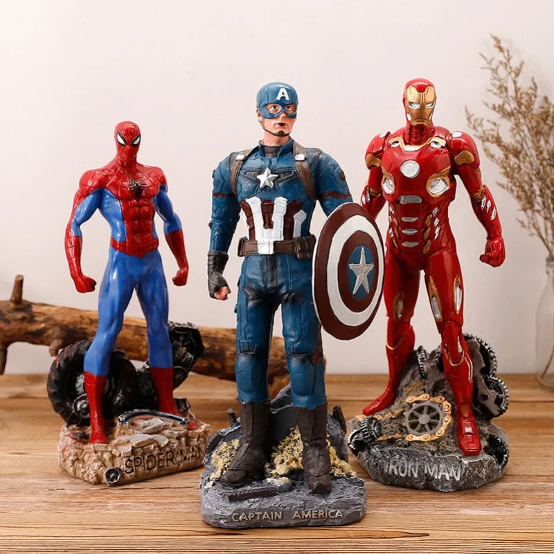 Decoração de quarto de mesa para menino, figuras criativas, homem de ferro, homem-aranha, capitão américa, vingadores, ornamentos, presente de aniversário, atacado