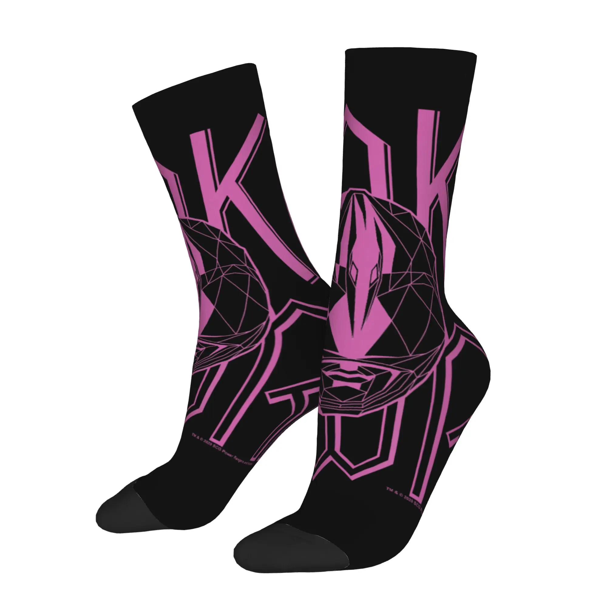 Socks Vintage Power Rangers Pink Ranger Geometric Helmet Logo Crazy Men's compression Socks Unisex  Funny Crew Sock
