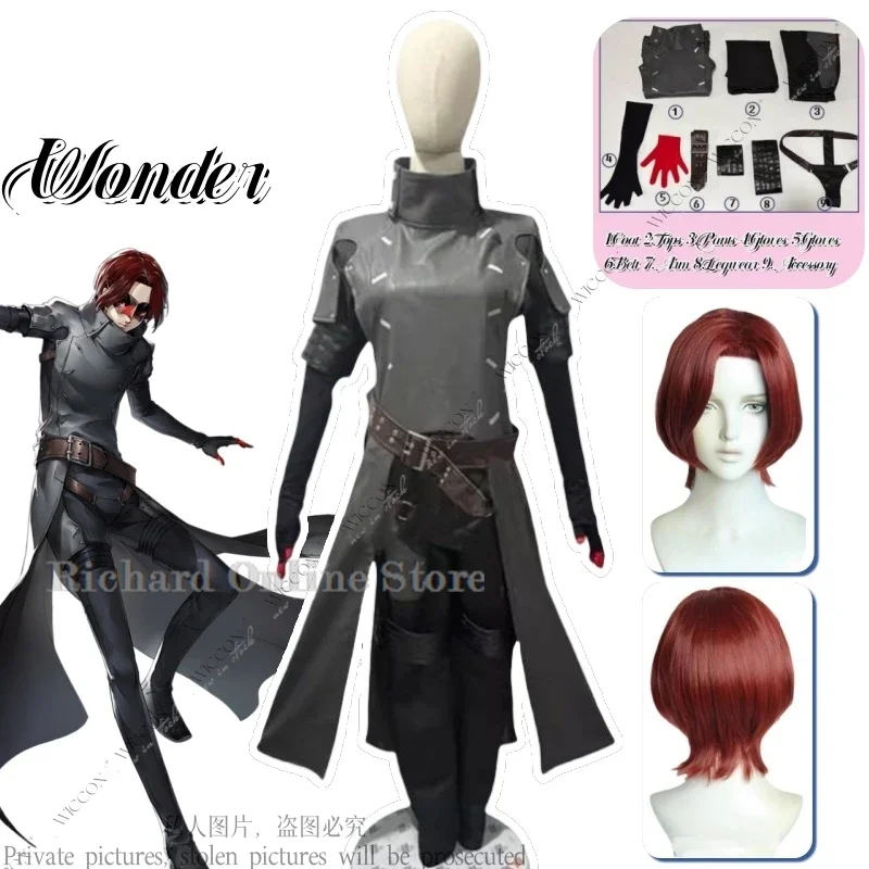 Wonder Anime Game Player Janosik Cosplay Costume Wig Red Brown Hair Halloween Party Role Play The Phantom of The Night Woman Man