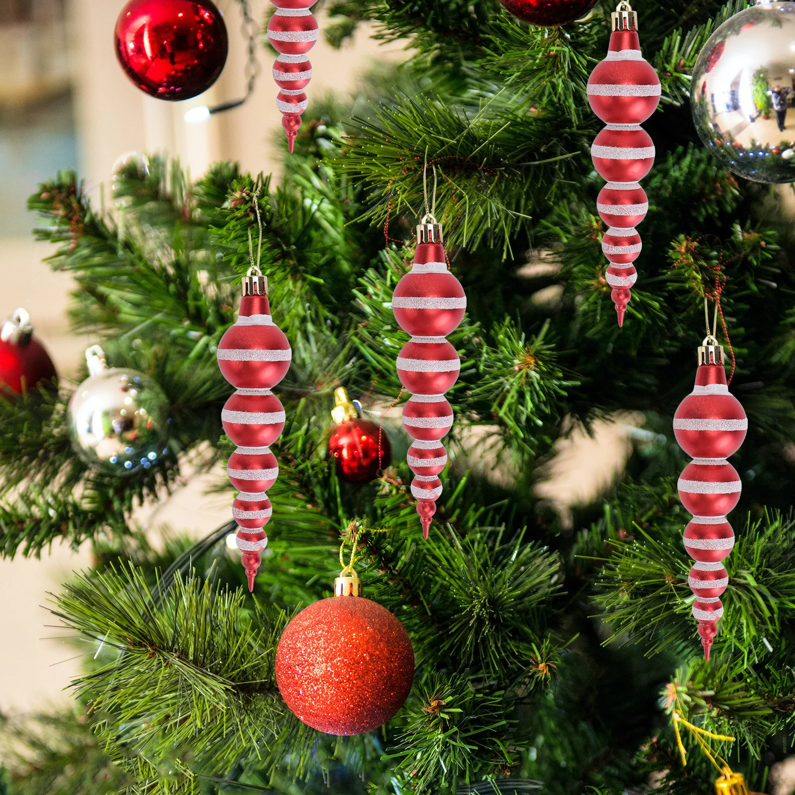 

12Pcs Gourd Shaped Christmas Ornaments Scene Decors Money Saving Choice Several Years Gourd Shaped Pendants Creative Decors