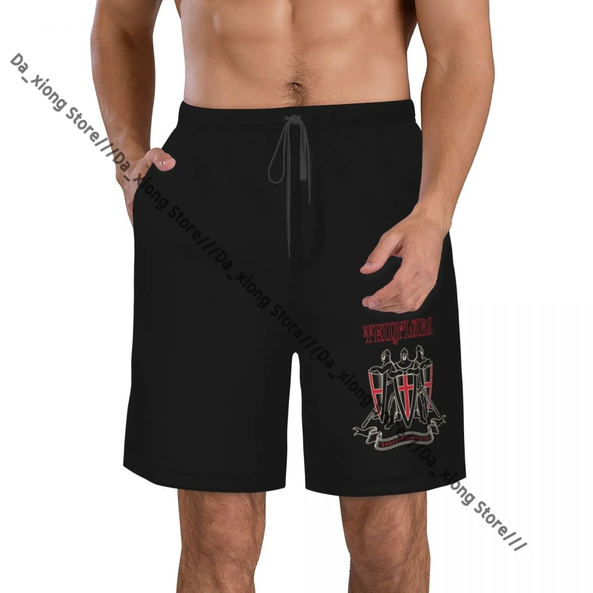 

Men's Beach Short Swim Shorts Three Warrior Knight Surfing Sport Board Shorts Swimwear