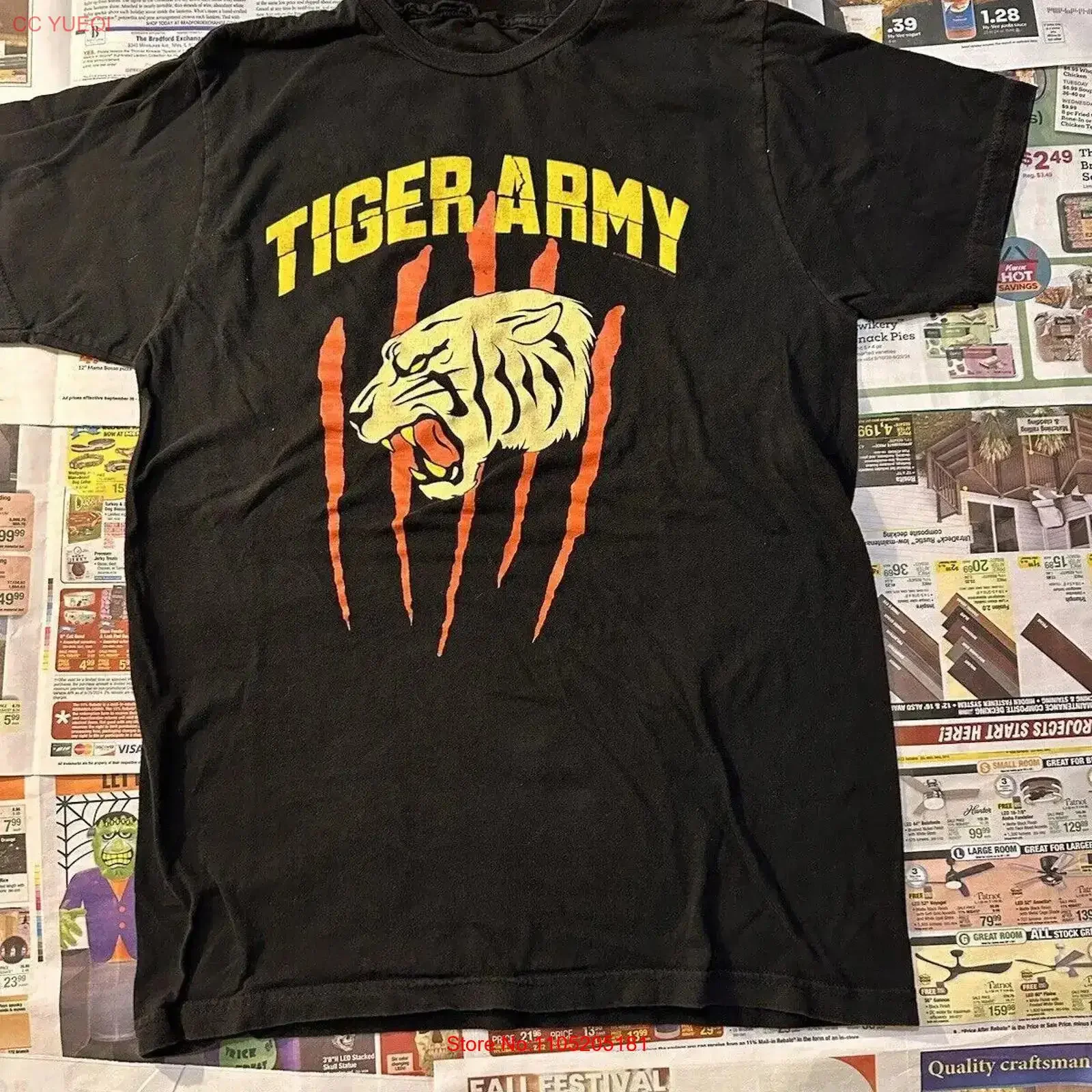 Vintage Tiger Army Never Die Psychobilly Punk Rock Band T Shirt Medium AFI vintage Washed Slightly Top For Everyday Wear