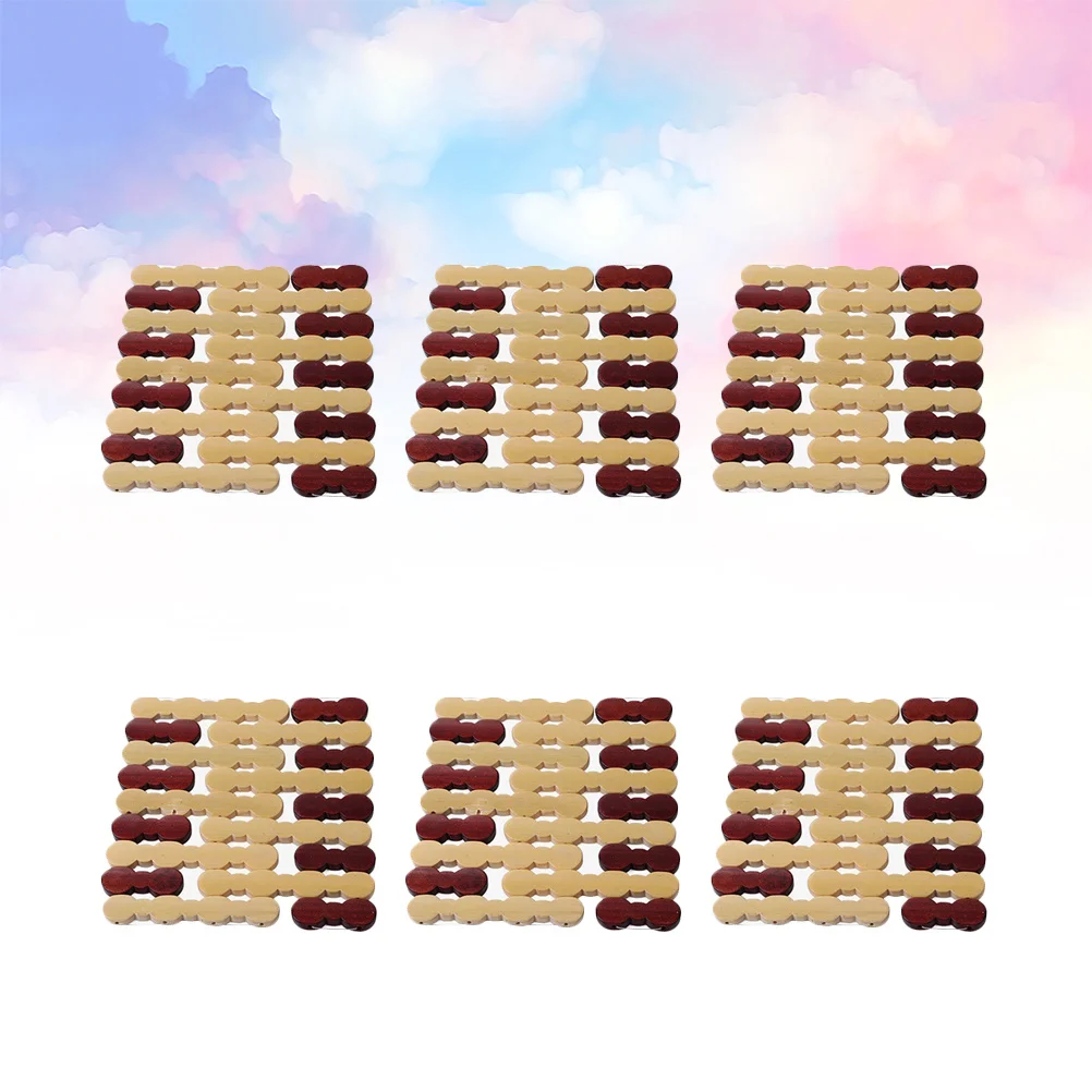 

7 шт., бамбуковые подставки для чашек, квадратные полые дизайнерские тканые изоляционные подушечки, защитные коврики для кухни, обеденного стола, домашнего офиса, кафе