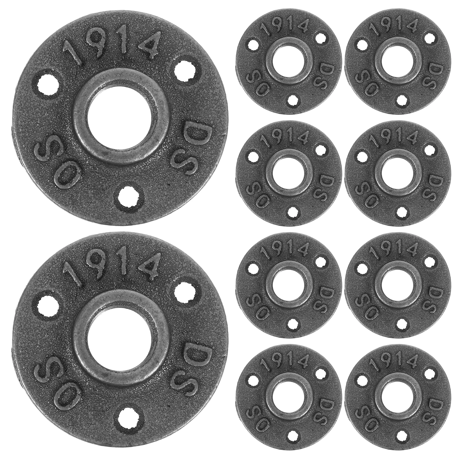 

10pcs Flange Base Wall Mounted Fittings Threaded Floor Malleable Iron Pipe Kitchen Furniture Shelving Curtain Rails Frames