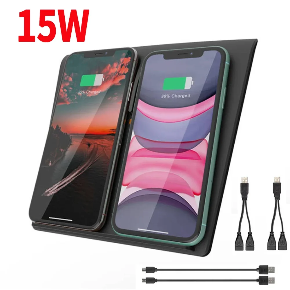 

Wireless Charger For Tesla Model 3 15W Fast Charging Wireless Smartphone Charging Pad with Breathing Light Silicone Non Slip Pad