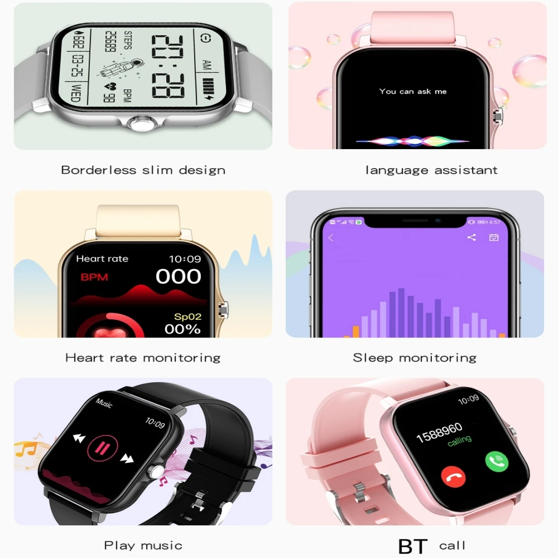 2024 Smart Watch Connected Call Music Control Heart Rate Monitor Custom Dial Men Sports Smartwatch Women Clock For Xiaomi Huawei