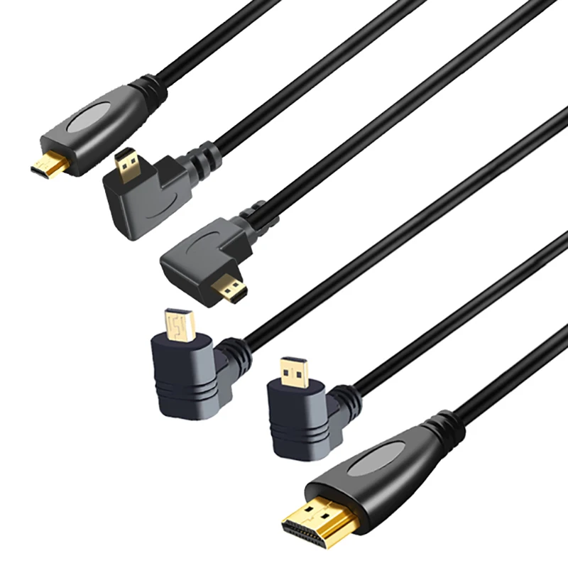 0.5m Micro HDMI-compatible to HDMI-compatible Adapter Cable Up Down Left Right Angled for Raspberry Pi 5/4 Hero 7 6 A6000 Camera