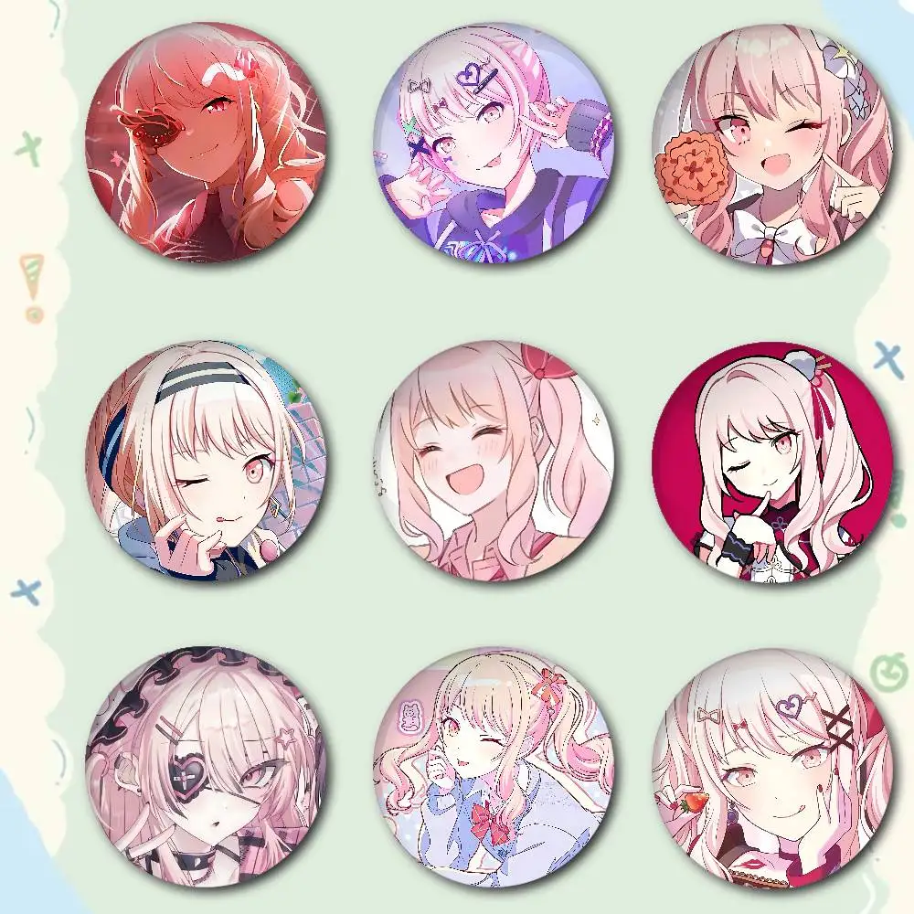 Akiyama Mizuki Premium Tinplate Round Lapel Pins: Cute Badge Brooches For Shoulder Bag Accessories, Souvenir Gifts
