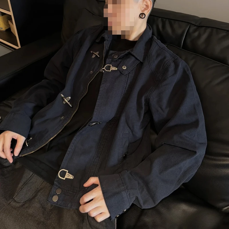 2026 Fashionable Men Women Korean Style Casual Loose Retro Jacket Aircraft Buckle Y2K Harajuku Retro Gothic High Street Jacket