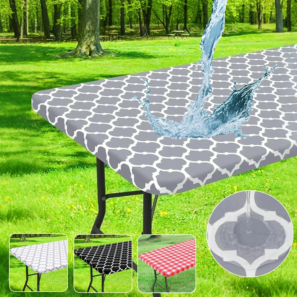

Складная эластичная виниловая водонепроницаемая скатерть с фланелевой подложкой, прямоугольная крышка для стола, протираемая скатерть для уличной вечеринки