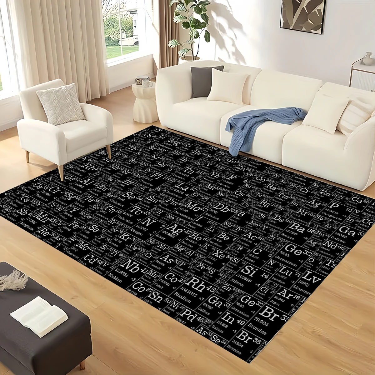 3D Periodic Table of Elements Physics Formula Area Rug Carpet for Living Room Bedroom Home Decor,kid Non-slip for Sofa Doormat
