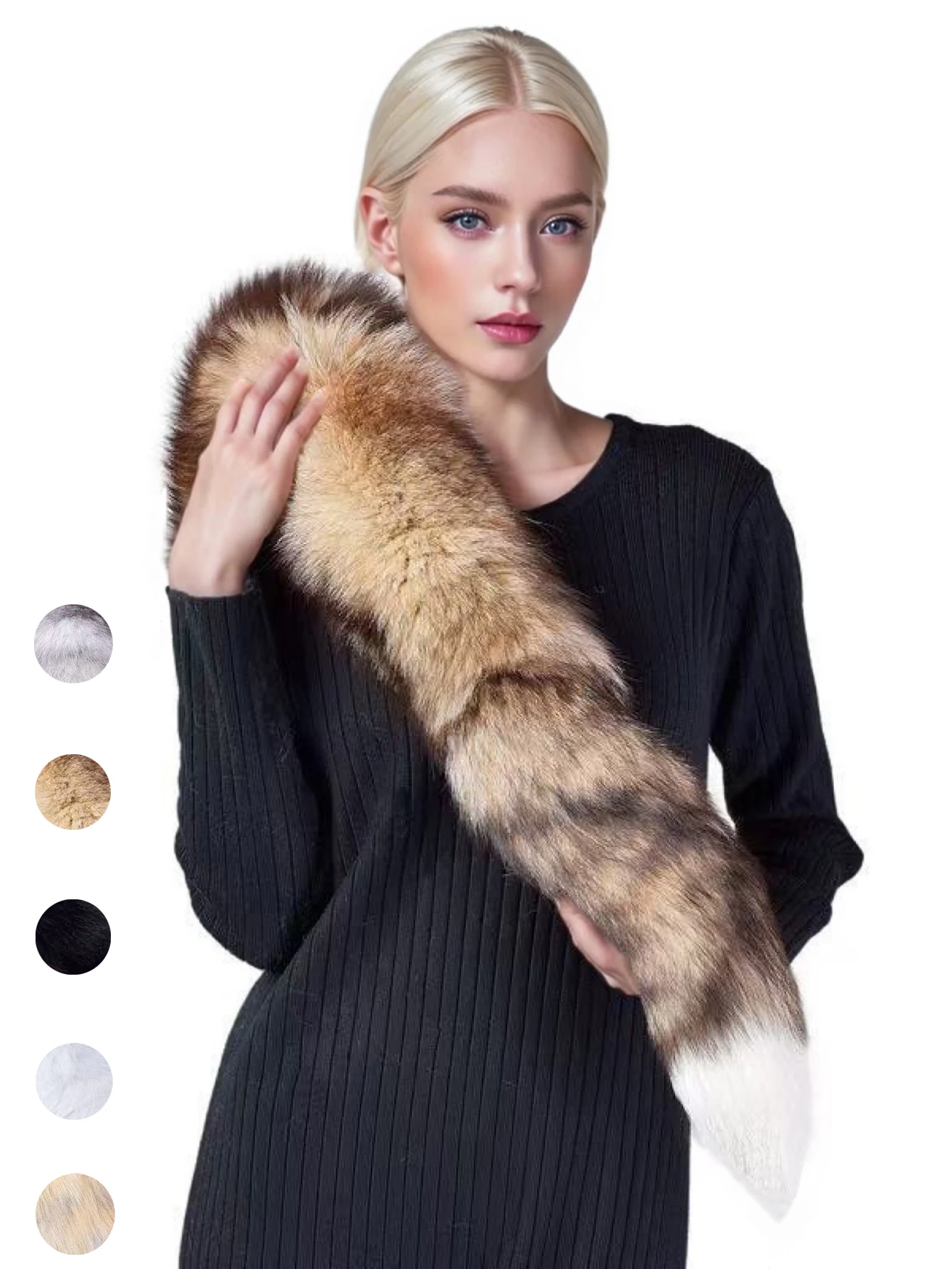 Fox Tail Keychain Bag Charm Pendant Cute Fluffy Realistic Plush Purse Accessory