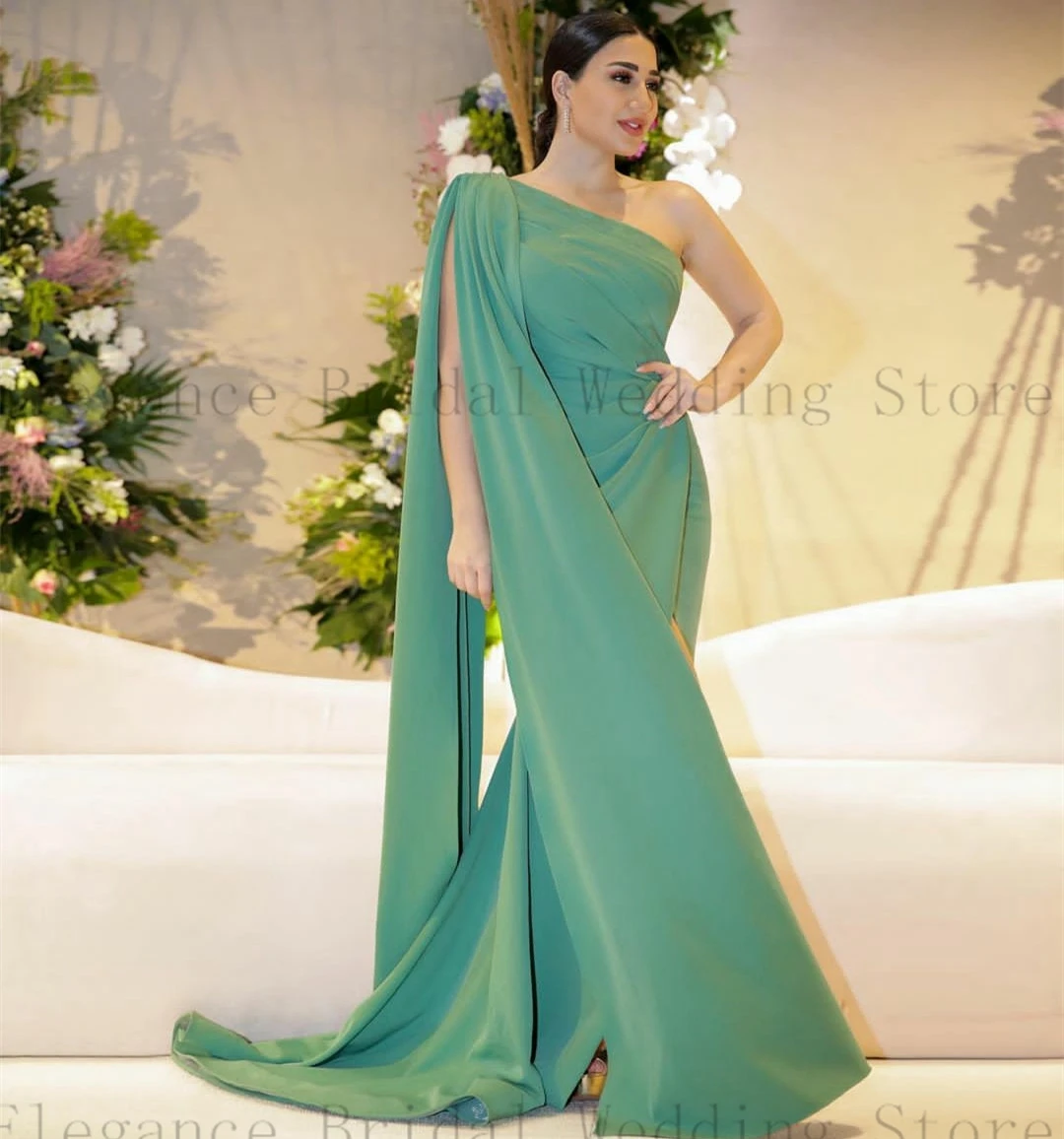 

Elegant Long Chiffon Evening Dresses for Juniors with Split فساتين مناسبة رسمية One Shoulder Trumpet Celebrity Dress for Women