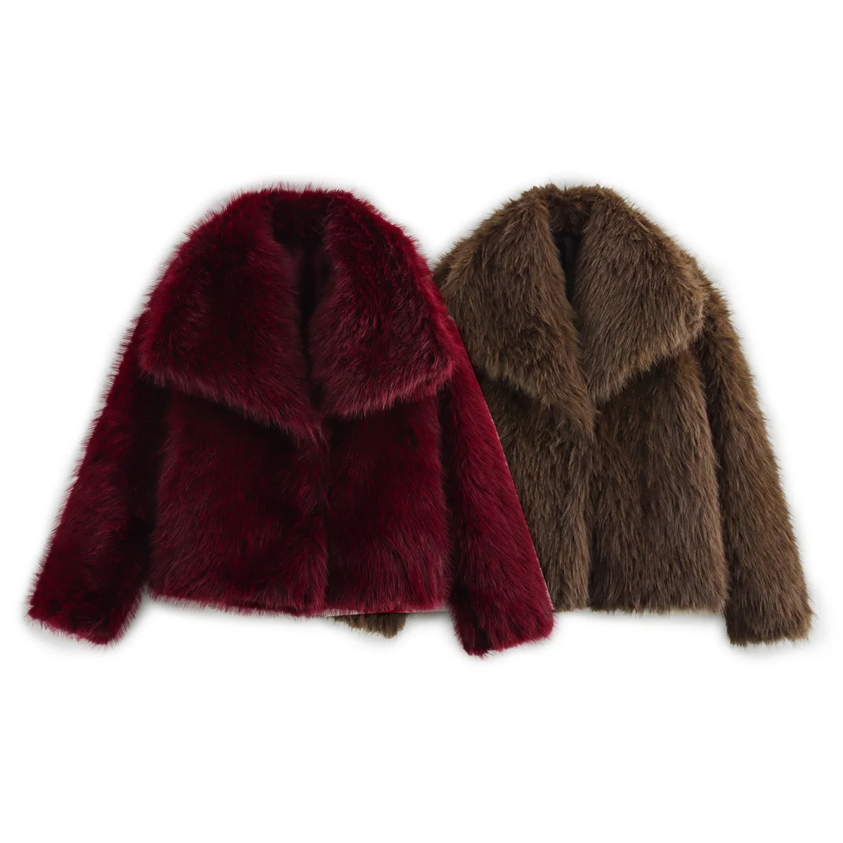 JNLEAOG Abrigo de piel Artificial Faionable ort para mujer otoño nuevo Sle versátil Street Sle largo Sve abrigo holgado