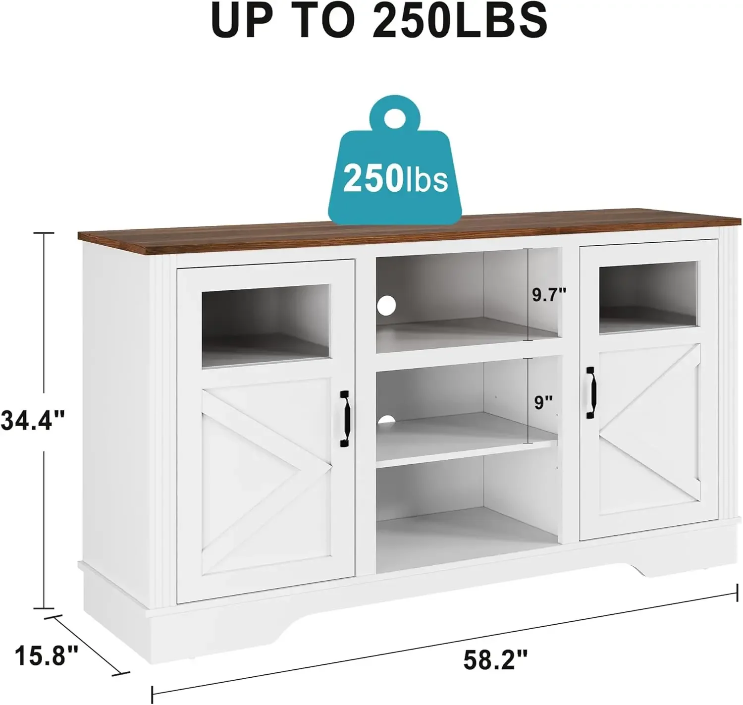 TV Stand With LED Lights, Entertainment Center For 65/60/55 Inches Televisions, Console With Storage Cabinets And Open Shelves|