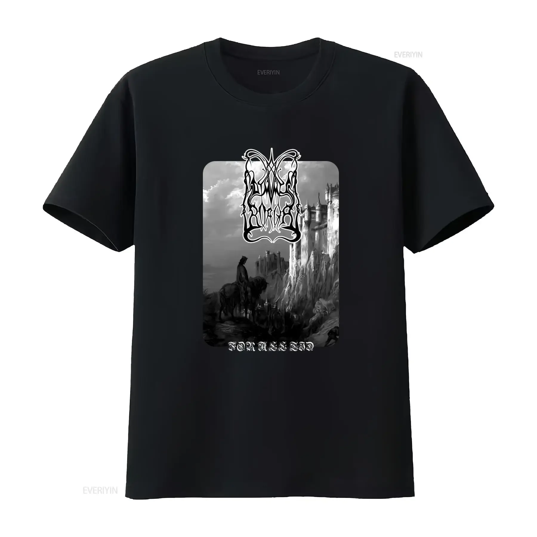 Dimmu Borgir For All Tid Black T Shirt Gothic Castle Design Metal Band Merch vintage Washed Soft Unisex Comfortable Breathable