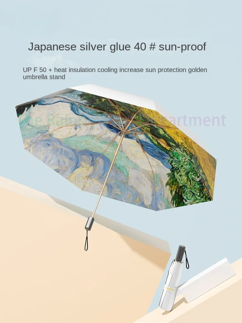 Titanium Silver Glue Sun-Proof UV-Proof Sun Umbrella Female Rain and Rain Dual-Use Large Strong Wind-Resistant UPF50